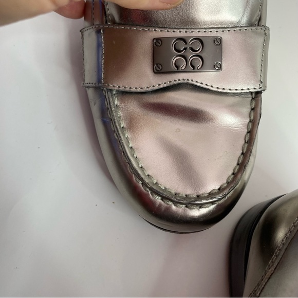 Coach Hollee Silver Leather Slip On Loafers Size 9.5B - Picture 8 of 8
